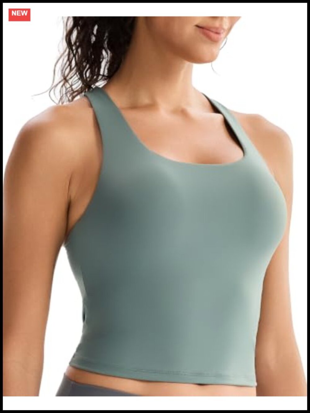 Womens Crop Top Built in Bra Scoop Neck Yoga Running Tank Tight Fit